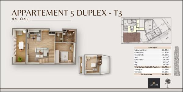 SAINT-DENIS / APPARTEMENT T2 NEUF / STANDING