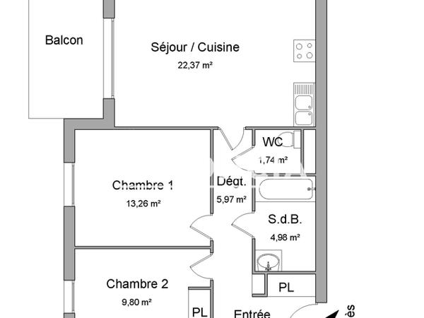 Location Appartement 3 pièces 62.92 m² - 5 RUE ADRIENNE BOLLAND Le Petit-quevilly 76140