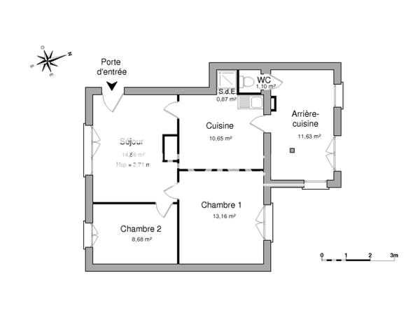 Location Appartement 3 pièces 50.96 m² - 40 RUE DU COMMANDANT BAYART PORTE 101 Lille 59000