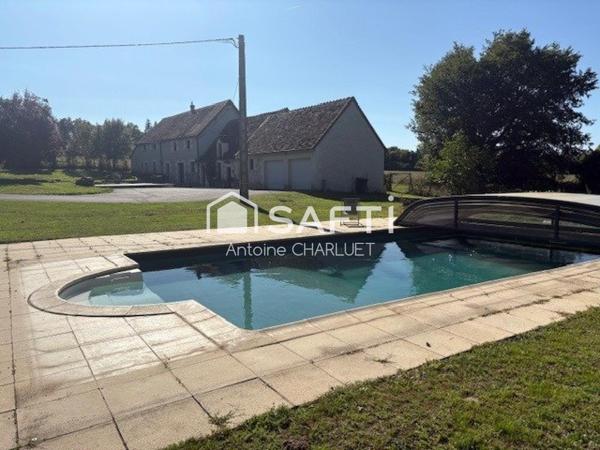 COUP DE CŒUR – PERLE RARE EN CAMPAGNE DE CHÂTILLON-SUR-INDRE ! 255 m² – 4 chambres – Terrain  6635 m²