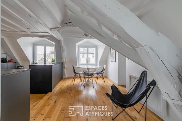 Dernier étage lumineux avec vue sur les toits de Paris