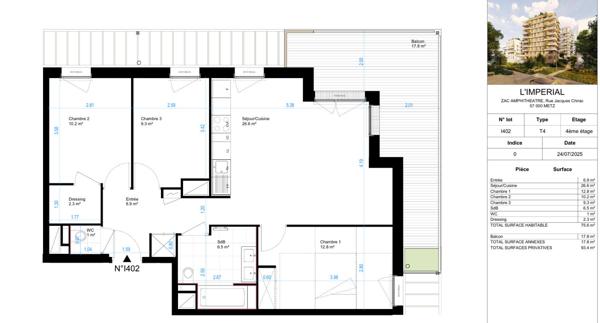 Appartement 4 pièces 75.58 m2