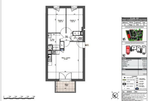 T3 avec Balcon à Vendre sur le Quartier Lafayette- Eblé à ANGERS