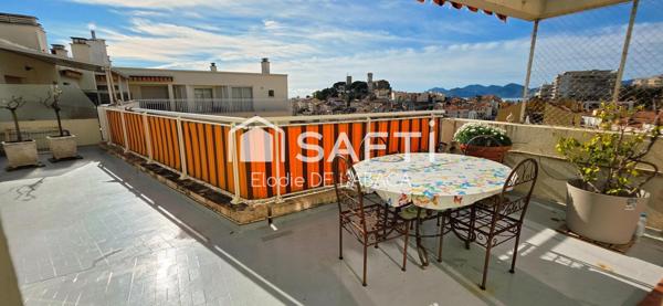 CENTRE CANNES 3 PIECES 95 M2 DERNIER ETAGE VUE MER