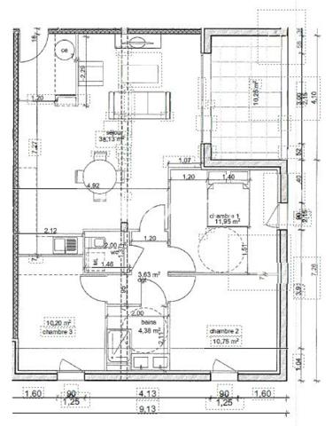 Bel appartement T4 récent de 81,01m2 au dernier étage avec terrasse