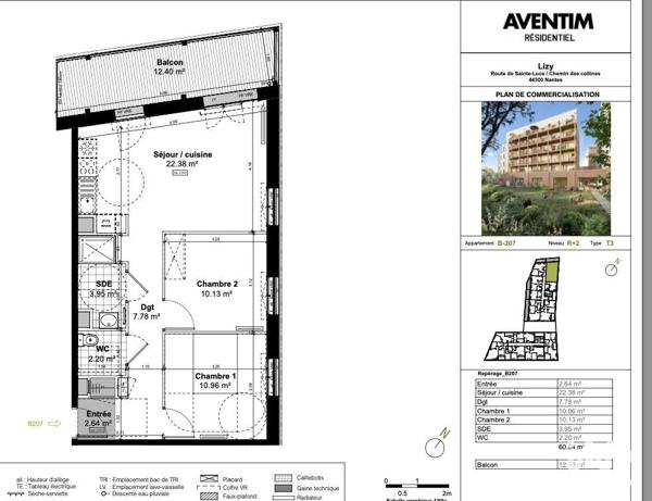 Appartement à vendre 3 pièces 60 m² Nantes
