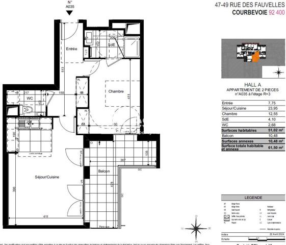 Location Appartement 2 pièces 51 m² - Courbevoie 92400
