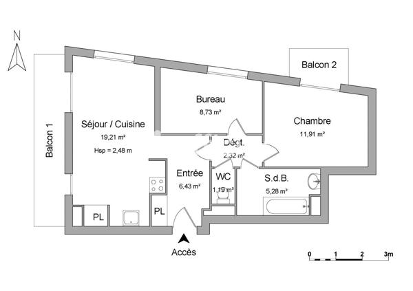 Appartement
         3 pièces
        - 55 m² 219 000 € *