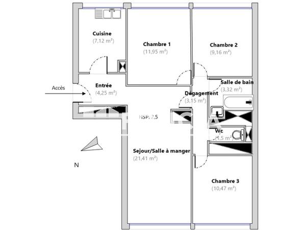 Location Appartement 4 pièces 72.33 m² - RESIDENCE LES MUSES La Madeleine 59110