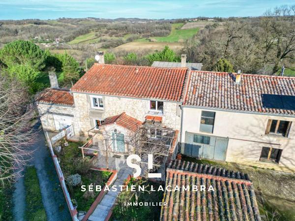 Dénat (81120) Maison en pierre rénovée – Dépendances et studio indépendant – Terrain arboré 1 626 m²