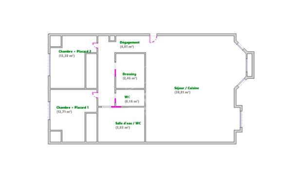 NICE /MUSICIENS Superbe 3 pièces rénové 77 m²