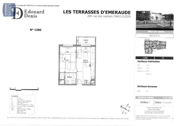 Appartement à louer 2 pièces 39.19m² Cléon (76410)