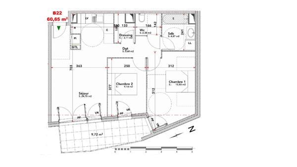 Appartement  à louer Meaux 3 pièce(s) 60.65 m2