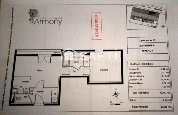Coup de cœur ou investissement : T2 , 40 M2 Bellevue immeuble récent