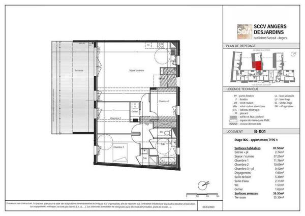 Appartement 4 pièces - 49000 Angers