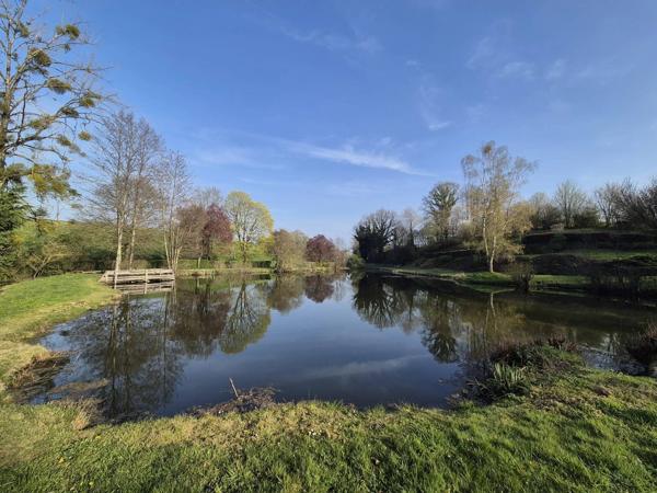 LE BOURGNEUF LA FORET -Terrain de loisir avec Etang de 1800 m² et un chalet de 20 m²