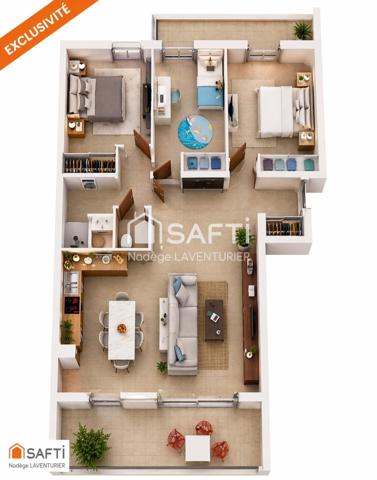 Confortable 4 pièces - 92m² - Ajaccio