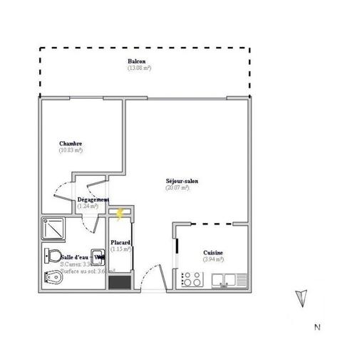 Appartement F2 à vendre  2 pièces - 40,59 m 2   ANTIBES  - 06