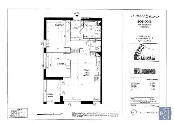 Appartement à louer 3 pièces 60.84m²