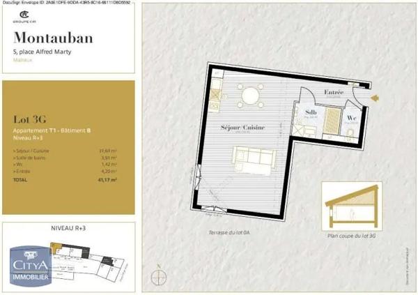 Appartement à louer 1 pièce 41.17m² Montauban (82000)
