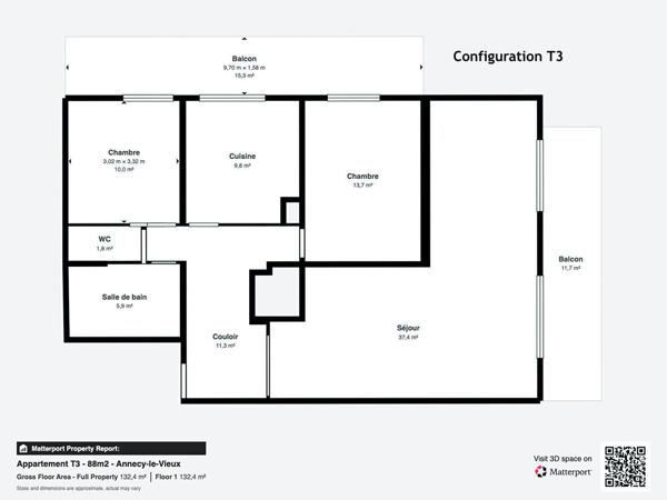 Albigny - Appartement 88.92 m2 Annecy-le-Vieux