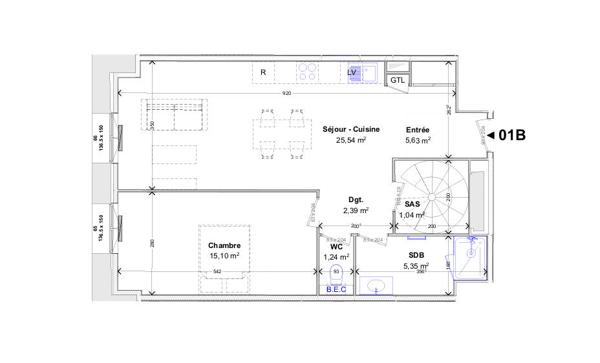 Coeur de ville – appartement contemporain en dernier étage avec terrasse