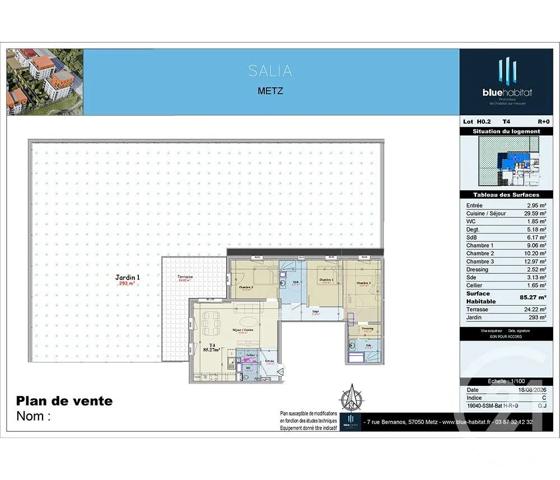 Appartement F4 à vendre  4 pièces - 85,27 m 2   METZ  - 57