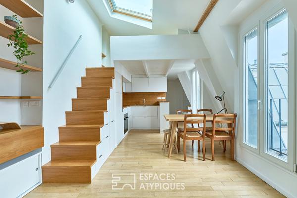 Appartement rénové au dernier étage avec balconnets