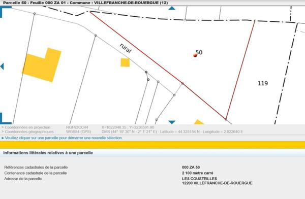 Terrain 2100 m² à VILLEFRANCHE de ROUERGUE