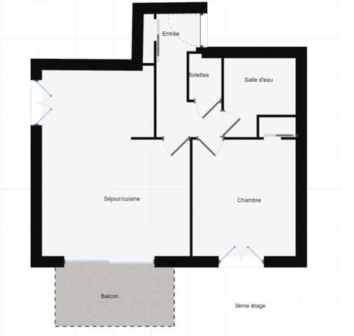 Appartement 2 pièces - 39 m² Exclusivité efficity