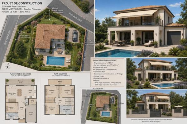 Montauban 82000,  Fonneuve Terrain  constructible et viabilisé et piscinable