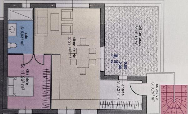 T2 54m², Terrasse et parking