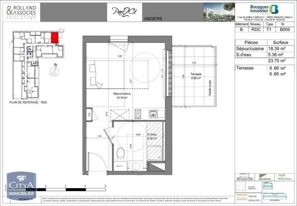 Appartement à louer 1 pièce 23.63m²