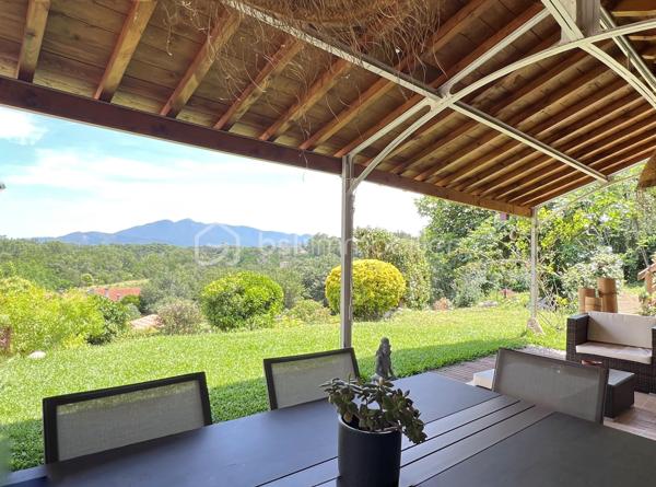 Dans un environnement verdoyant et avec des vues remarquables sur les Albères et le Pont du Diable, à 5 minutes du centre ville de Céret, cette villa vous offre un cadre de vie de nature tout en bénéficiant de la proximité de tous les services.
Édifiée sur un terrain de 2291 m2 auquel s’ajoutent 2 parcelles paysagères en espaliers de 1036 m2 et de 256 m2, la villa séduit par ses volumes généreux de 197,5 m2 habitables 
et 273 m2 utiles, ainsi que ses espaces espaces extérieurs sur plusieurs niveaux.
Au rez de chaussée, l’entrée s’ouvre sur l’espace de vie de 67 m2 incluant le séjour et sa cheminée exceptionnelle en pierre, le salon et la loggia aux vues splendides, ainsi qu’une grande cuisine déjeunatoire de 16 m2. 
L’espace nuit s’articule autour d’un couloir et ses rangements, avec 3 grandes chambres parquetées de 20, 13, 13 m2. 
Une salle d’eau/wc et des toilettes séparées complètent le rez de chaussée.
Au rez de jardin un studio indépendant de 29m2 avec coin cuisine, salle d’eau avec WC, et terrasse extérieure donnant sur la piscine. 
Idéal pour une grande famille ou l’opportunité de revenus locatifs.
Coté pratique, 3 espaces, cave, rangement, et cellier (54 m2 au total) et le garage de 21 m2 répondent à tous besoins de surface complémentaire.
À l’extérieur, une belle piscine de 9m x 3,5m, avec pompe à chaleur et volet électrique, d’un pool house couvert et d’une terrasse invitant à la convivialité dans une ambiance chaleureuse.
Offrant des vues dégagées sur le jardin et les Albères, un espace extérieur couvert de 44 m2 abrite un coin repas et un salon d’été parfaits pour partager des moments conviviaux.
La villa bénéficie de nombreux équipements rénovés :
Cuisine, salle d’eau et WC, piscine, toiture des 2 abris extérieurs, climatisation et pompes à chaleur, porte automatique de garage, motorisation des portails, volets roulants, alarme, loggia.
L’eau chaude est produite par des panneaux solaires.
La présence de 2 sources sur le terrain est un atout appréciable.
Stationnement pour plusieurs voitures.
Ce bien chaleureux et fonctionnel, bénéficiant de vues dégagées, est idéalement situé et agréable toute l’année