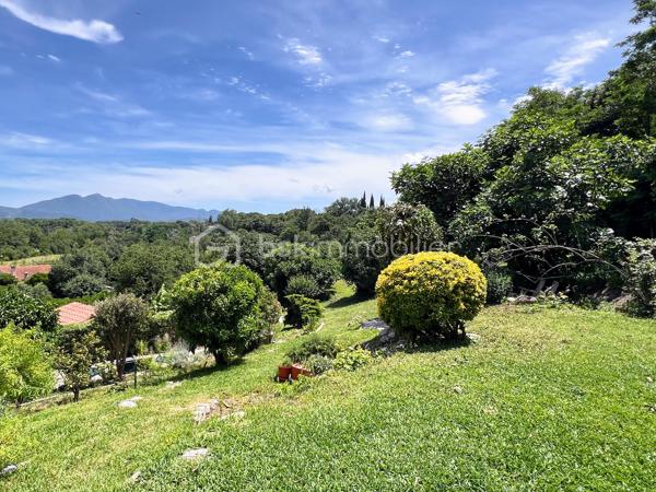 Dans un environnement verdoyant et avec des vues remarquables sur les Albères et le Pont du Diable, à 5 minutes du centre ville de Céret, cette villa vous offre un cadre de vie de nature tout en bénéficiant de la proximité de tous les services.
Édifiée sur un terrain de 2291 m2 auquel s’ajoutent 2 parcelles paysagères en espaliers de 1036 m2 et de 256 m2, la villa séduit par ses volumes généreux de 197,5 m2 habitables 
et 273 m2 utiles, ainsi que ses espaces espaces extérieurs sur plusieurs niveaux.
Au rez de chaussée, l’entrée s’ouvre sur l’espace de vie de 67 m2 incluant le séjour et sa cheminée exceptionnelle en pierre, le salon et la loggia aux vues splendides, ainsi qu’une grande cuisine déjeunatoire de 16 m2. 
L’espace nuit s’articule autour d’un couloir et ses rangements, avec 3 grandes chambres parquetées de 20, 13, 13 m2. 
Une salle d’eau/wc et des toilettes séparées complètent le rez de chaussée.
Au rez de jardin un studio indépendant de 29m2 avec coin cuisine, salle d’eau avec WC, et terrasse extérieure donnant sur la piscine. 
Idéal pour une grande famille ou l’opportunité de revenus locatifs.
Coté pratique, 3 espaces, cave, rangement, et cellier (54 m2 au total) et le garage de 21 m2 répondent à tous besoins de surface complémentaire.
À l’extérieur, une belle piscine de 9m x 3,5m, avec pompe à chaleur et volet électrique, d’un pool house couvert et d’une terrasse invitant à la convivialité dans une ambiance chaleureuse.
Offrant des vues dégagées sur le jardin et les Albères, un espace extérieur couvert de 44 m2 abrite un coin repas et un salon d’été parfaits pour partager des moments conviviaux.
La villa bénéficie de nombreux équipements rénovés :
Cuisine, salle d’eau et WC, piscine, toiture des 2 abris extérieurs, climatisation et pompes à chaleur, porte automatique de garage, motorisation des portails, volets roulants, alarme, loggia.
L’eau chaude est produite par des panneaux solaires.
La présence de 2 sources sur le terrain est un atout appréciable.
Stationnement pour plusieurs voitures.
Ce bien chaleureux et fonctionnel, bénéficiant de vues dégagées, est idéalement situé et agréable toute l’année