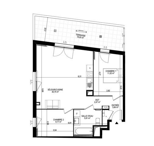 Appartement à vendre 3 pièces 63,56 m² Monteux