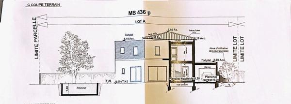 GRAU D'AGDE(34) PROJET CONSTRUCTION VILLA CONTEMPORAINE 4 FACES, TERRAIN 586 m2, ACCES MER PROCHE