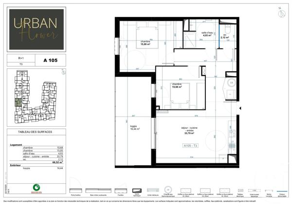 Appartement F3 à vendre  3 pièces - 66,52 m2 NARBONNE - 11
