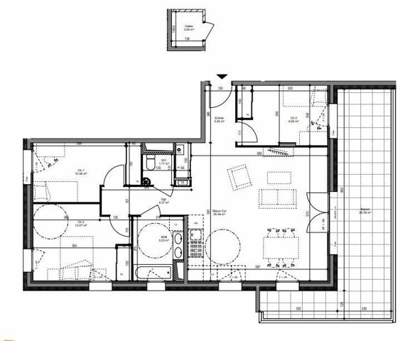 Appartement à vendre    4 pièces • 83,64 m2 Saint-Cassin