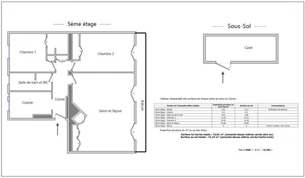 Appartement à vendre 4 pièces 72 m² Paris 19