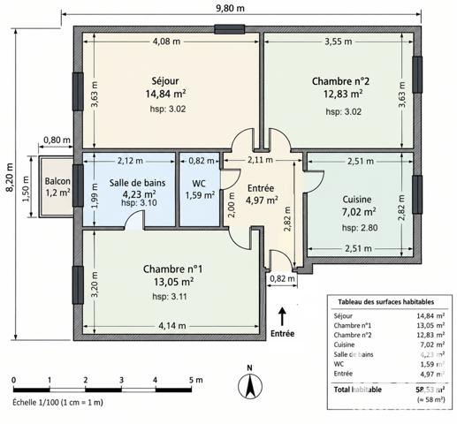 Appartement à vendre 3 pièces 58,53 m² Beausoleil
