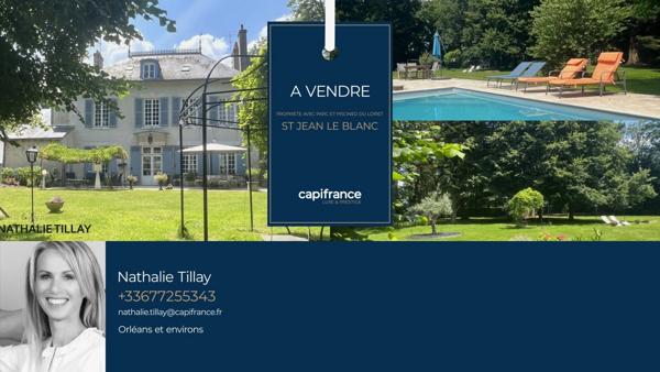 Saint-Jean-le-Blanc, proche Orleans, à vendre, maison de Maitre du XIXème de 423 m² habitables, avec piscine, parc arboré de 4 655 m²