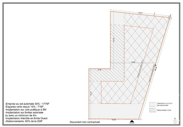 Terrain à vendre  590 m 2   ANGRESSE  - 40