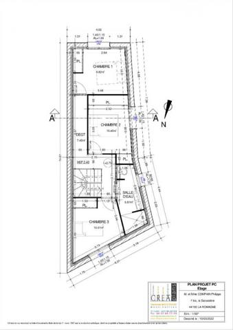 Terrain Gorges 188 M² avec suggestion de plan pour maison de type T4 (3 chambres) de 89.44 M²