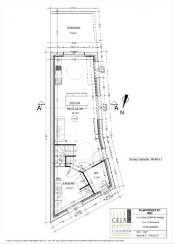 Terrain Gorges 188 M² avec suggestion de plan pour maison de type T4 (3 chambres) de 89.44 M²