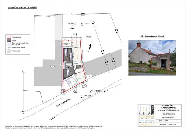 Terrain Gorges 188 M² avec suggestion de plan pour maison de type T4 (3 chambres) de 89.44 M²