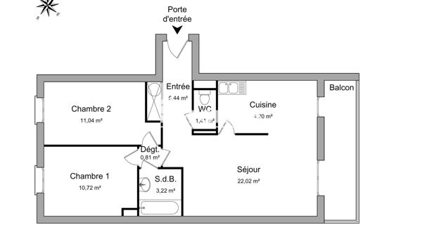 Location Appartement 3 pièces 58.86 m² - Saint-ouen-l'aumône 95310