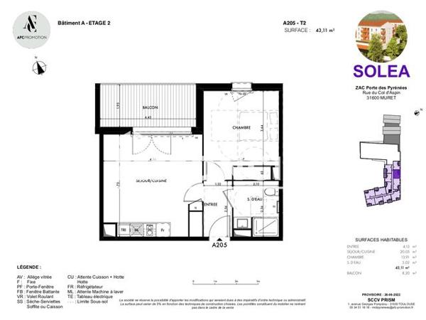 Location Appartement 2 pièces 43.11 m² - 3/4 RUE DU COL D ASPIN Muret 31600