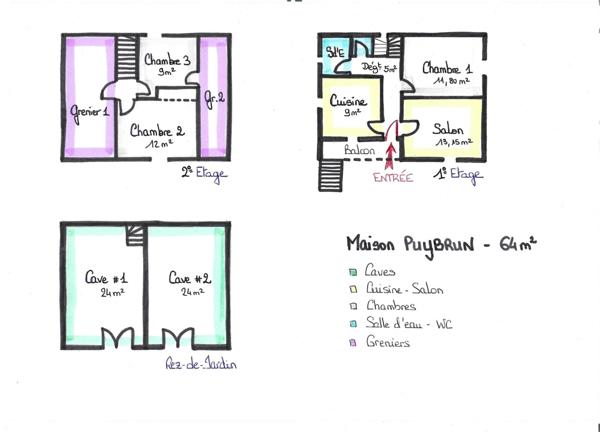 Maison à rénover – 3 chambres – Terrain 755 m² – PUYBRUN (46)