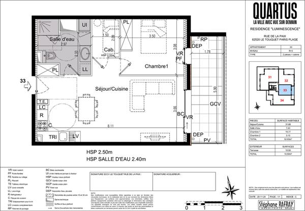 Appartement Le Touquet Paris Plage 2 pièces cabine 52.93 m²